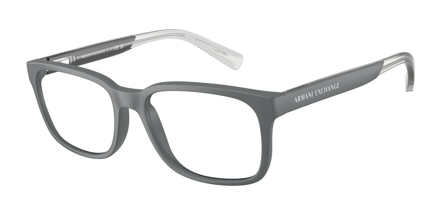 Armação de Óculos de Grau AX3029-8296-54 Armani Exchange Quadrado Cinza Injetado