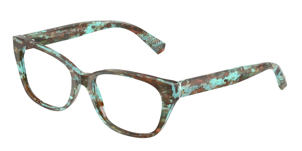Armação de Óculos de Grau TF2261-8422-54 Tiffany & Co Retangular Com Cantos Arredondados Tartaruga Acetato
