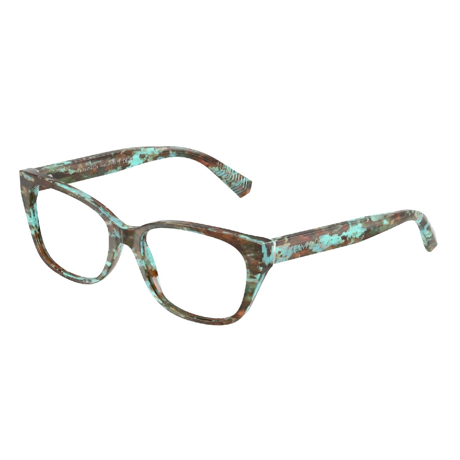 Armação de Óculos de Grau TF2261-8422-54 Tiffany & Co Retangular Com Cantos Arredondados Tartaruga Acetato