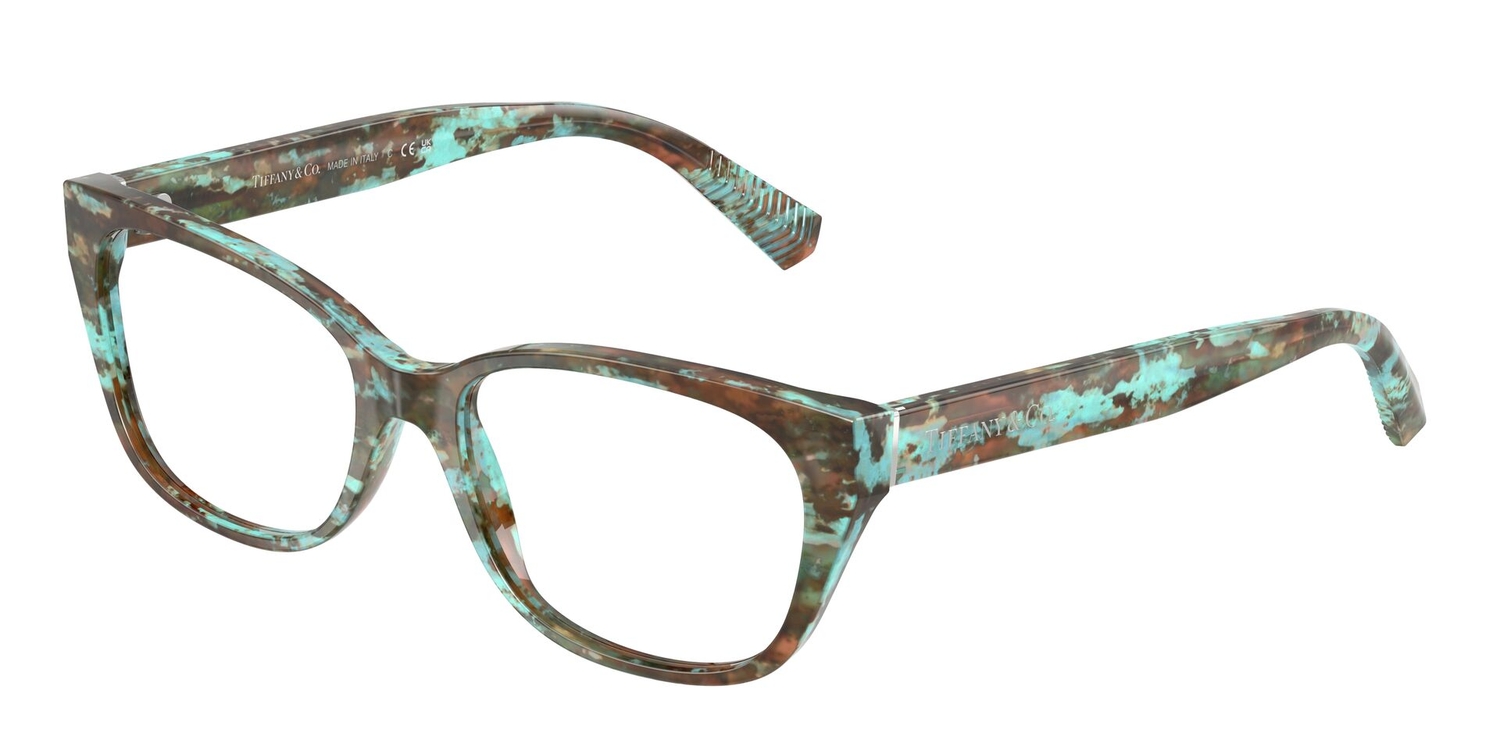 Armação de Óculos de Grau TF2261-8422-54 Tiffany & Co Retangular Com Cantos Arredondados Tartaruga Acetato