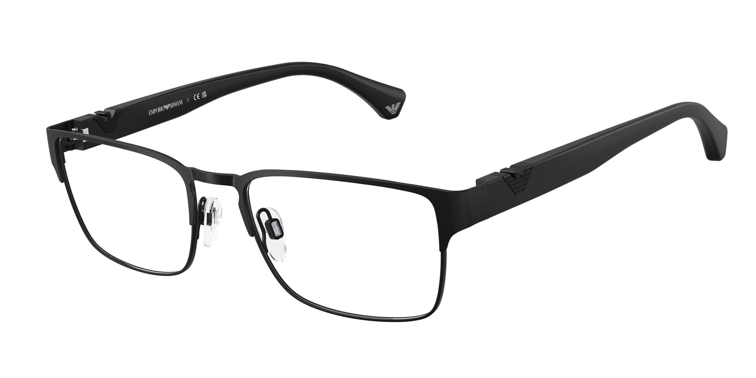 Armação de Óculos de Grau EA1027-3001-55 Emporio Armani Quadrado Preto Metal