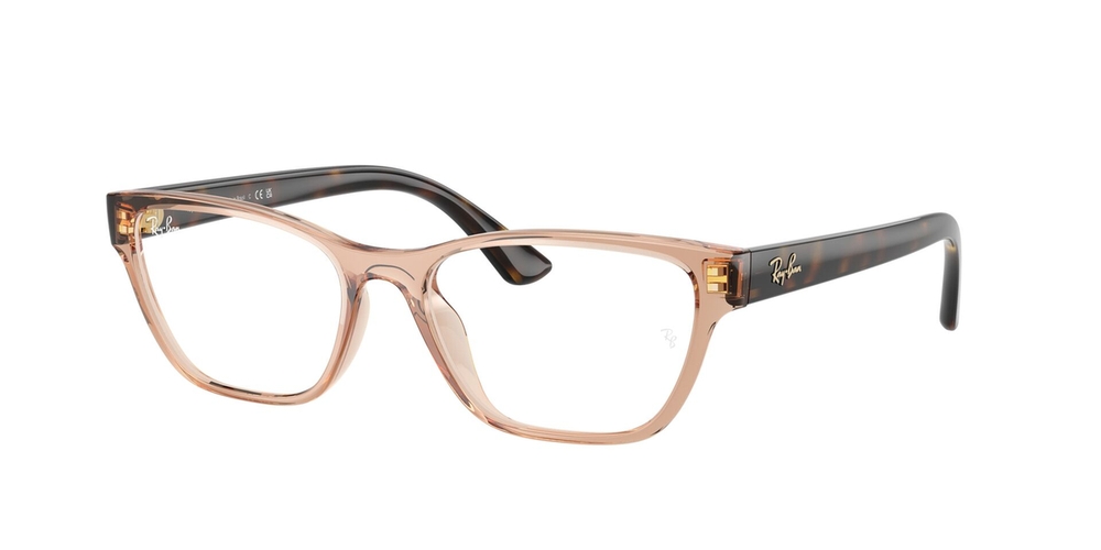 Armação de Óculos de Grau RX7252L-8422-54 Ray Ban Retangular Marrom Injetado