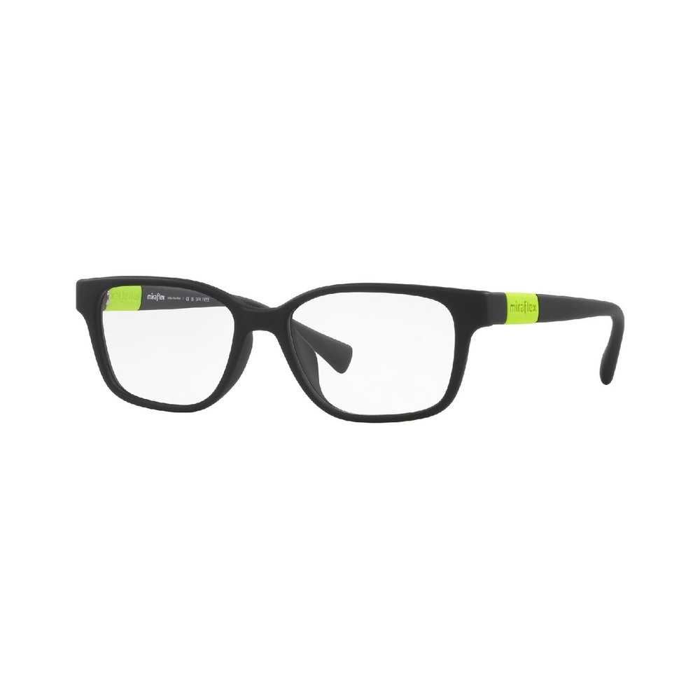 Armação de Óculos de Grau MF4021-M087-50 Miraflex Retangular Com Cantos Arredondados Preto Injetado